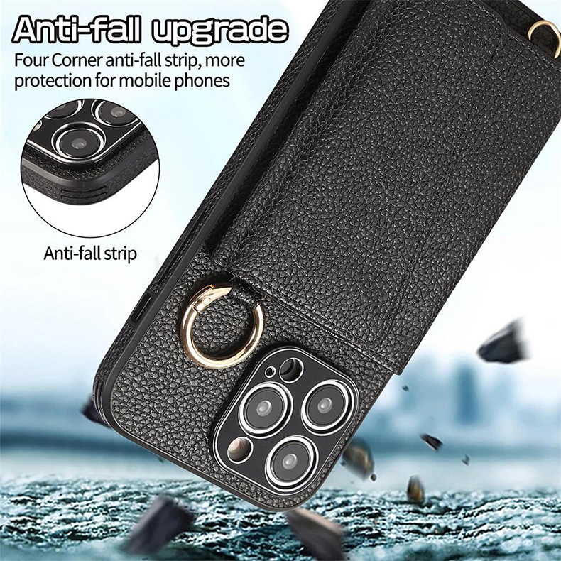 iPhone 14 15 Pro Max Vegan Cellphone Bag Crossbody with Removable Shoulder Strap and Card Holder