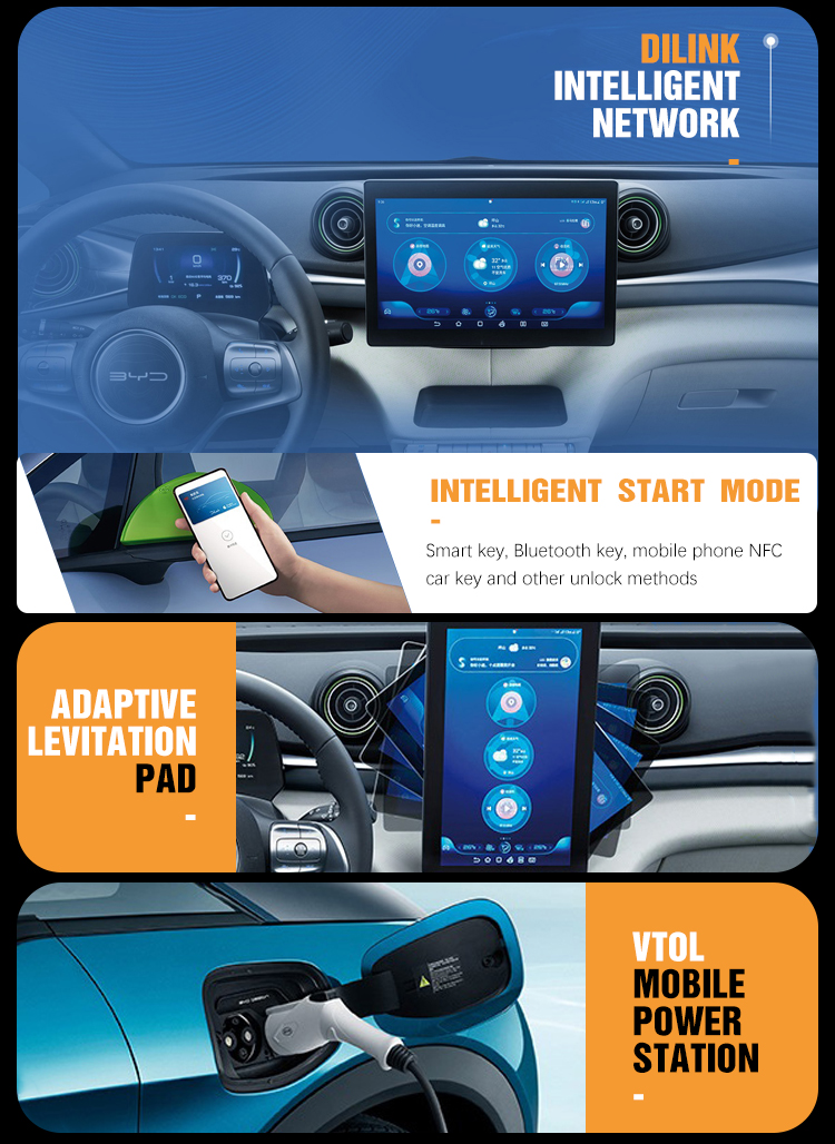 Byd Dolphin 405km Free Version The Best Sedan Car Blue Vehicle Handle Single Window Skylight Type Size mm 4995*1910*1495