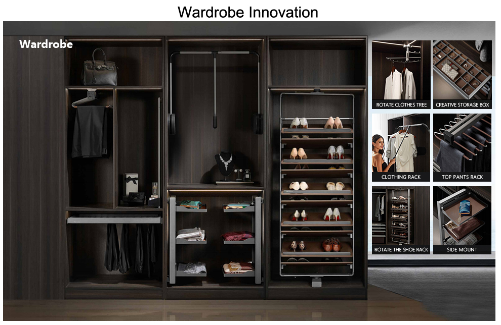 Customized Wooden Clothes Hinge Door Wardrobe with LED Closet Modern Bedroom