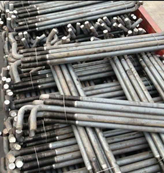 L Shaped Foundation Anchor Bolts , Holding Down Bolts Carbon Steel For Concrete