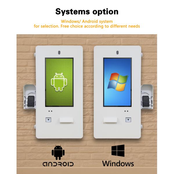 21.5 Inch Wall Mount Waterproof Outdoor Food Trailer Kiosk with Camera Touch Screen Self Serving Kiosk for Food Trailer