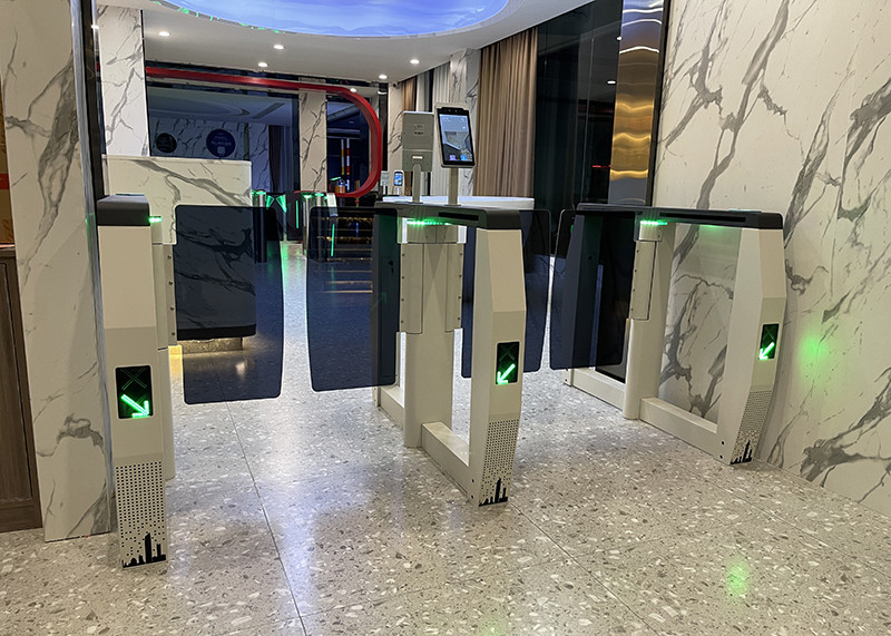 High Security Glass Arm Swing Barrier Gate Turnstile With Face Recognition