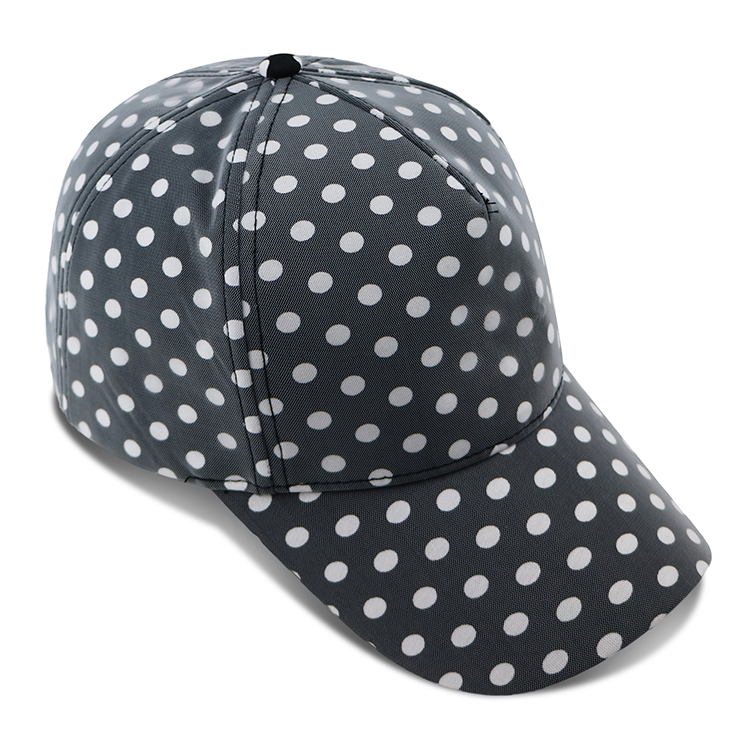Curved Brim Baseball Cap / Youth Fitted Baseball Hats With Plain Black White Dot Printed
