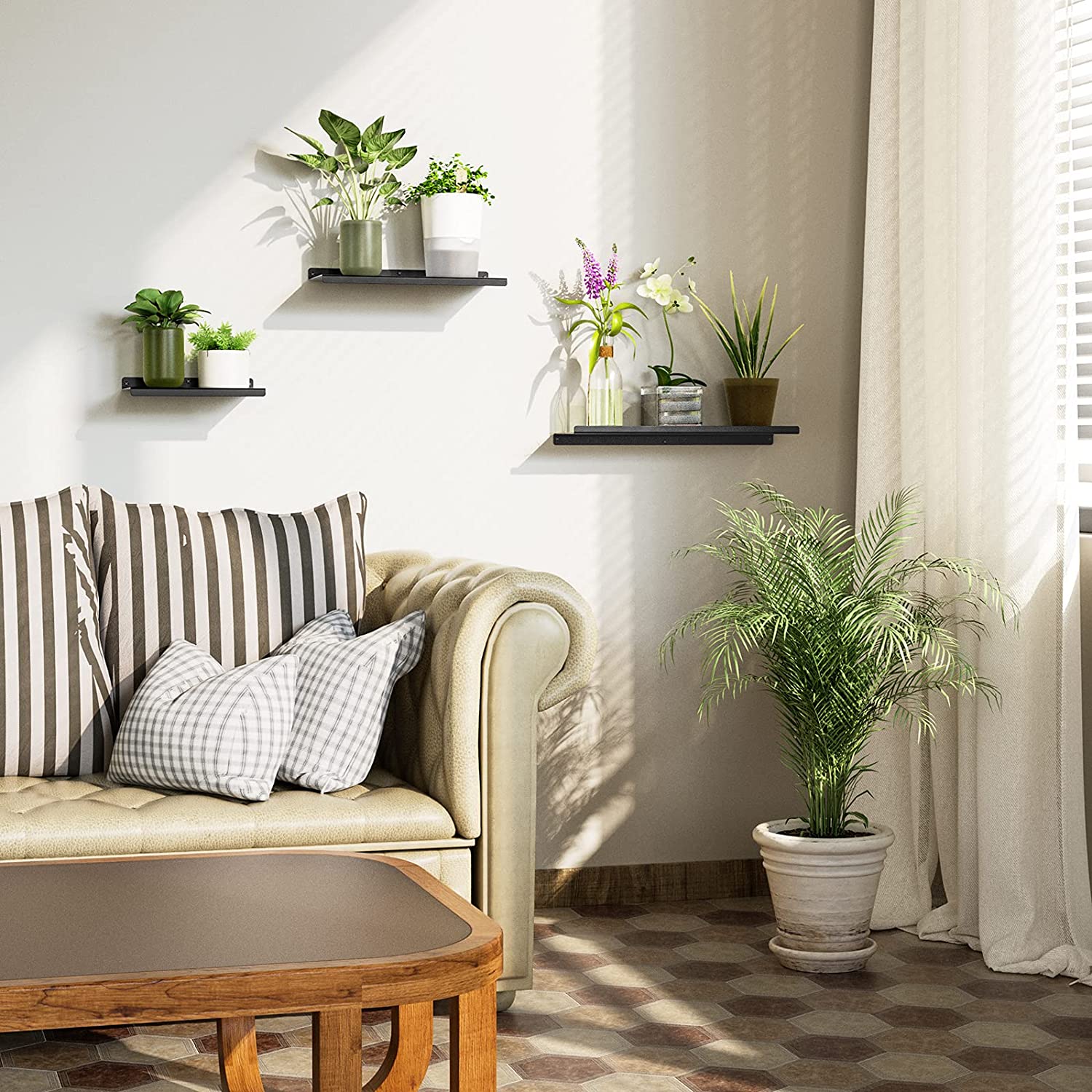 Floating Wall Shelf Modern Metal Decorative Display Rack Steel Frame Decorative Shelf