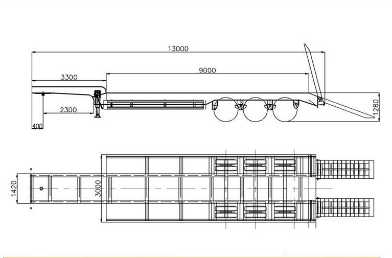 Max 40 Tons Payload Dual Line Brake Low Loader Semi Truck Trailers for Heavy Loading