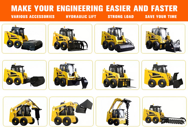 TOROS White JC45 JC65 Hydraulic Skid Steer Loader With Attachments