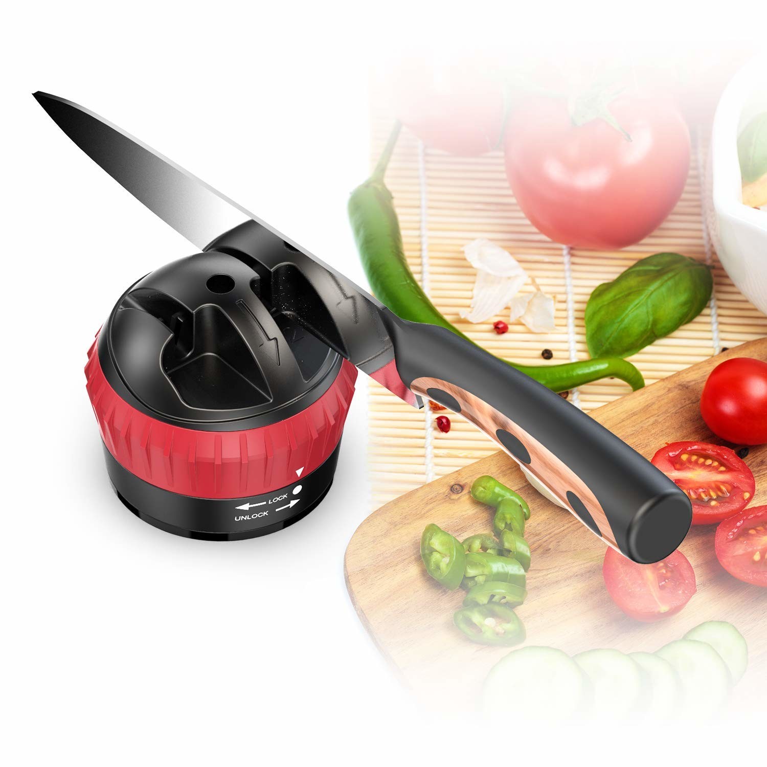 Mini Kitchen Knife Sharpener Customized Logo Lightweight With Suction Pad