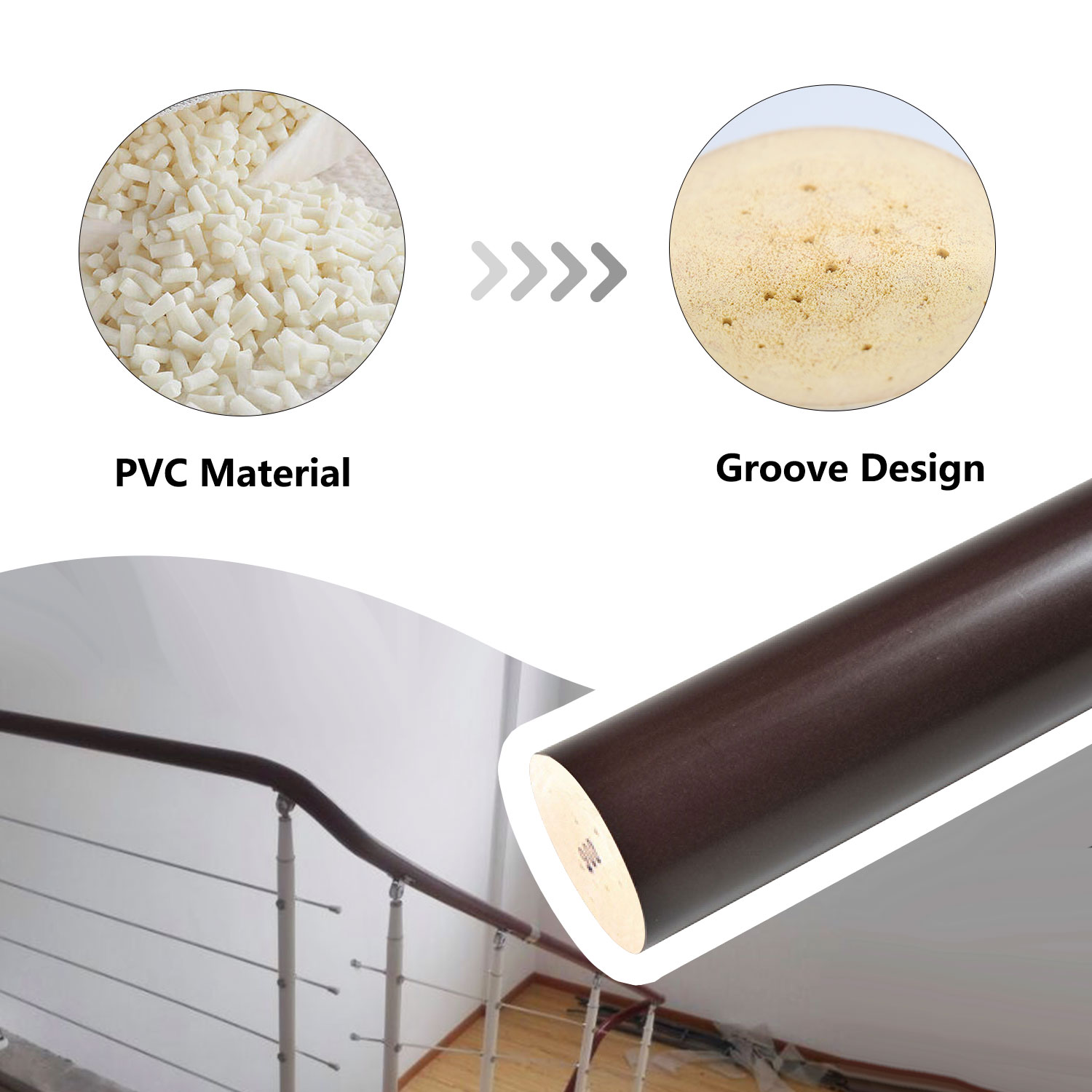 Improve Your Home's Accessibility with PVC Plastic Vinyl Stair Handrail Item NO. SO45
