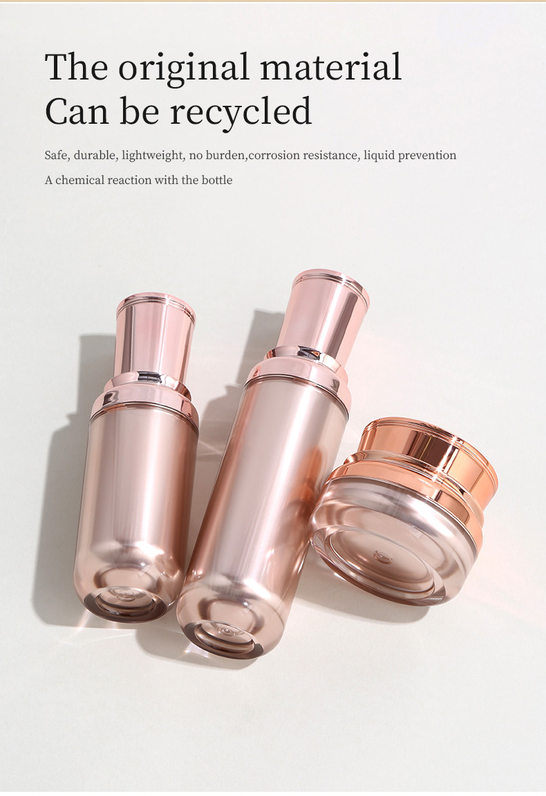 15ml 30ml Lotion Gold Acrylic Airless Cosmetic Bottle / Cream Jar For Skincare Packaging