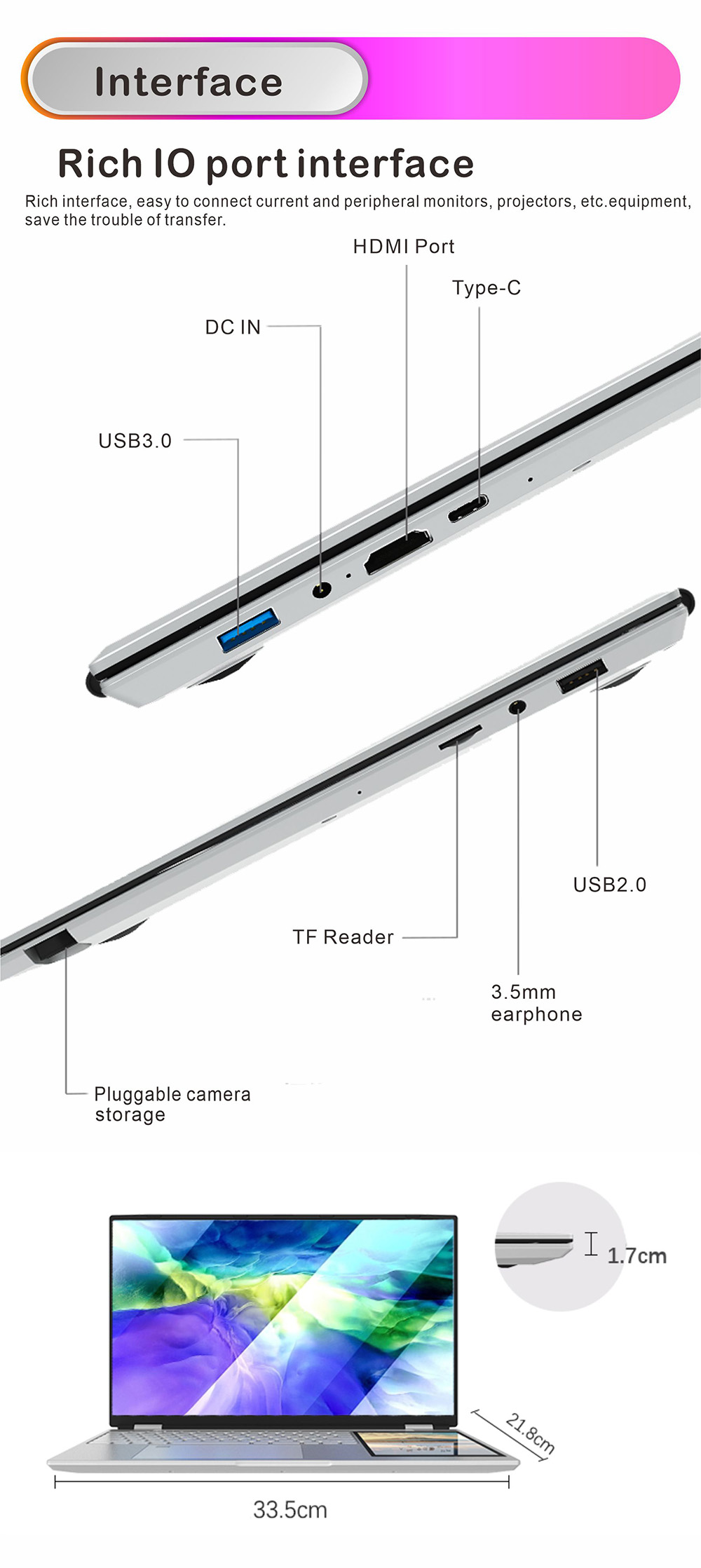Fingerprint Student Laptop Computers With 15.6" IPS 7" Touch Screen Dual Screen OEM