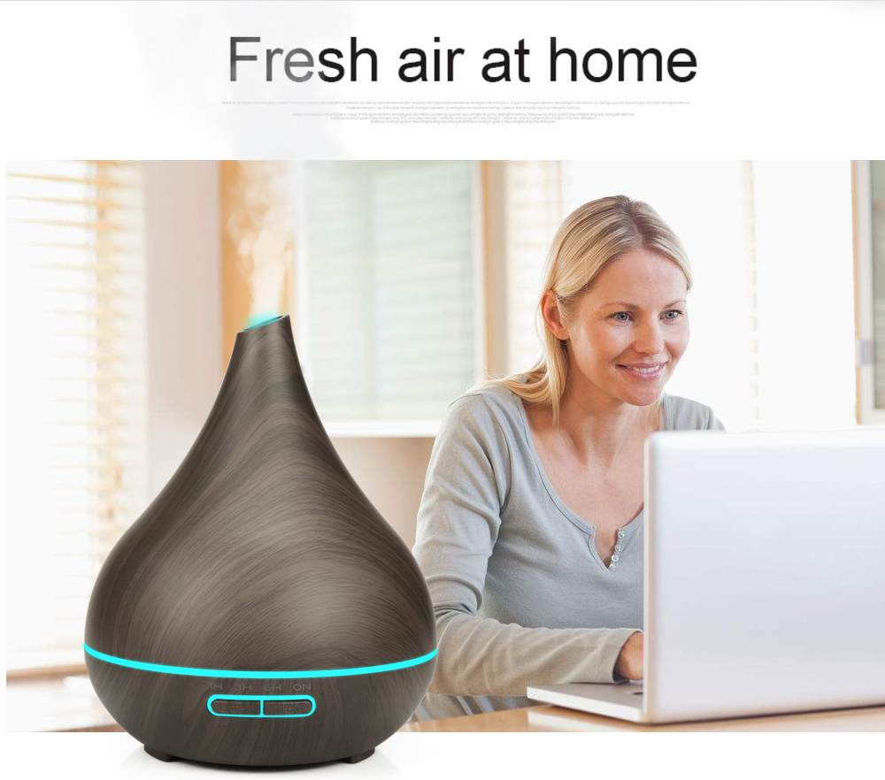 400ml Capacity Mini Aroma Oil Diffuser Wooden Aromatherapy Machine Quiet Remote Control Aroma Diffuser with LED Light