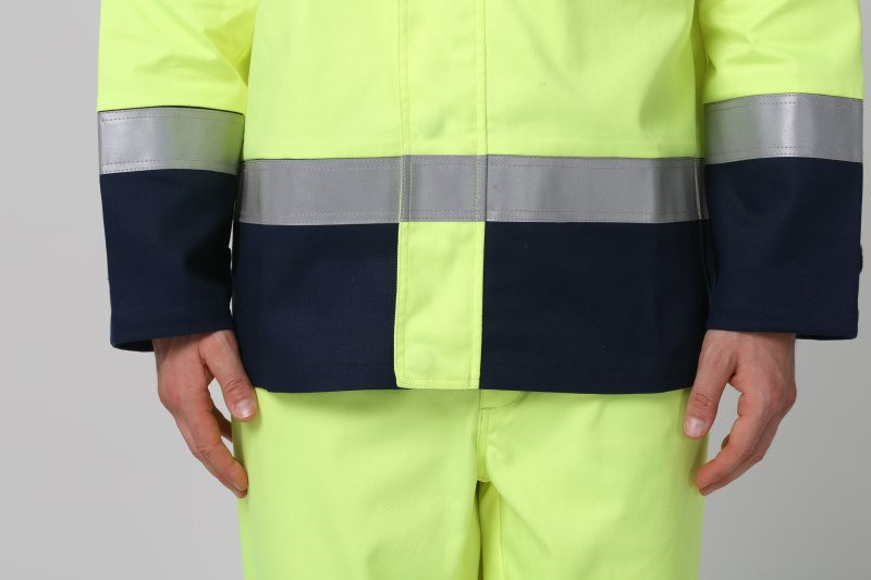 99% Cotton Anti Static FR Work jacket With Reflective Tape , HIVIS FR Work jacket Mens