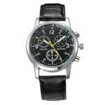9mm Leather Strap Wrist Watch 3 Bar Water Resistant Chronograph