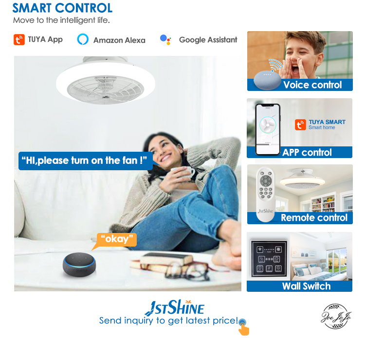 Compact Size DC Motor Ceiling Fan with Remote Control 1stshine and Color Temperature