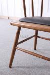 Fabric Solid Wood Blue Wooden Dining Chair With Armrest