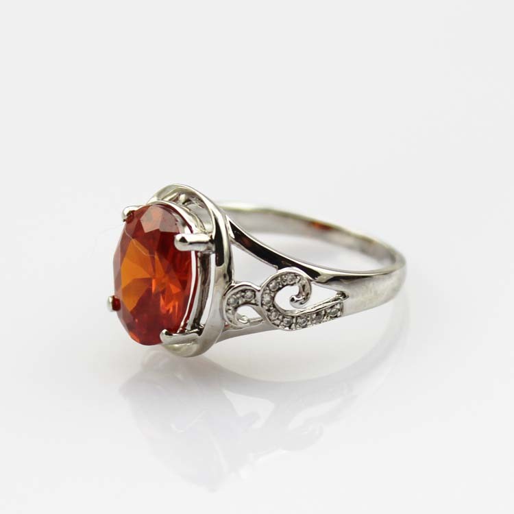 Created Oval Ruby CZ Diamonds Sterling Silver Women Ring (R122)