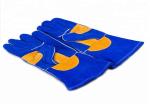 Blue Leather Welding Gloves , Industry Protective Working Safety Gloves