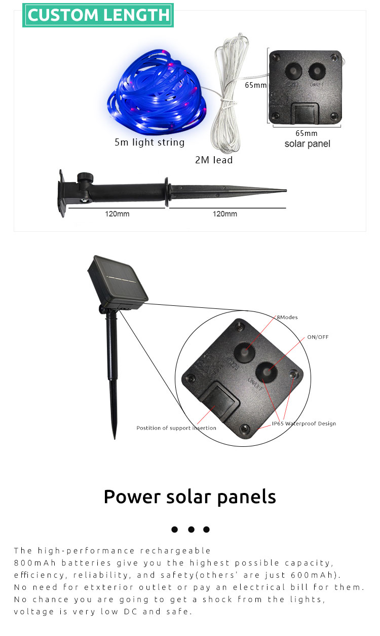 Color Changing Solar Powered Led Strip Lights Waterproof Ip44 Multipurpose String Light