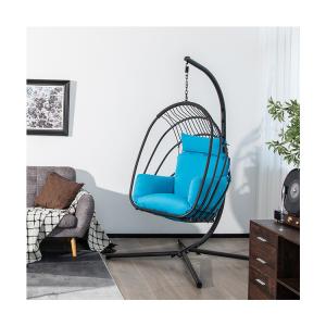 China Modern Design Heavy Duty Steel Frame Hanging Chair with Polyester Cushion Fabric wholesale