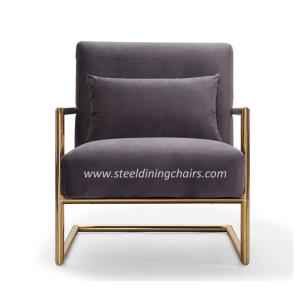 China Velvet Upholstered Stainless Steel Leg 80cm 60cm One Seater Armchair wholesale