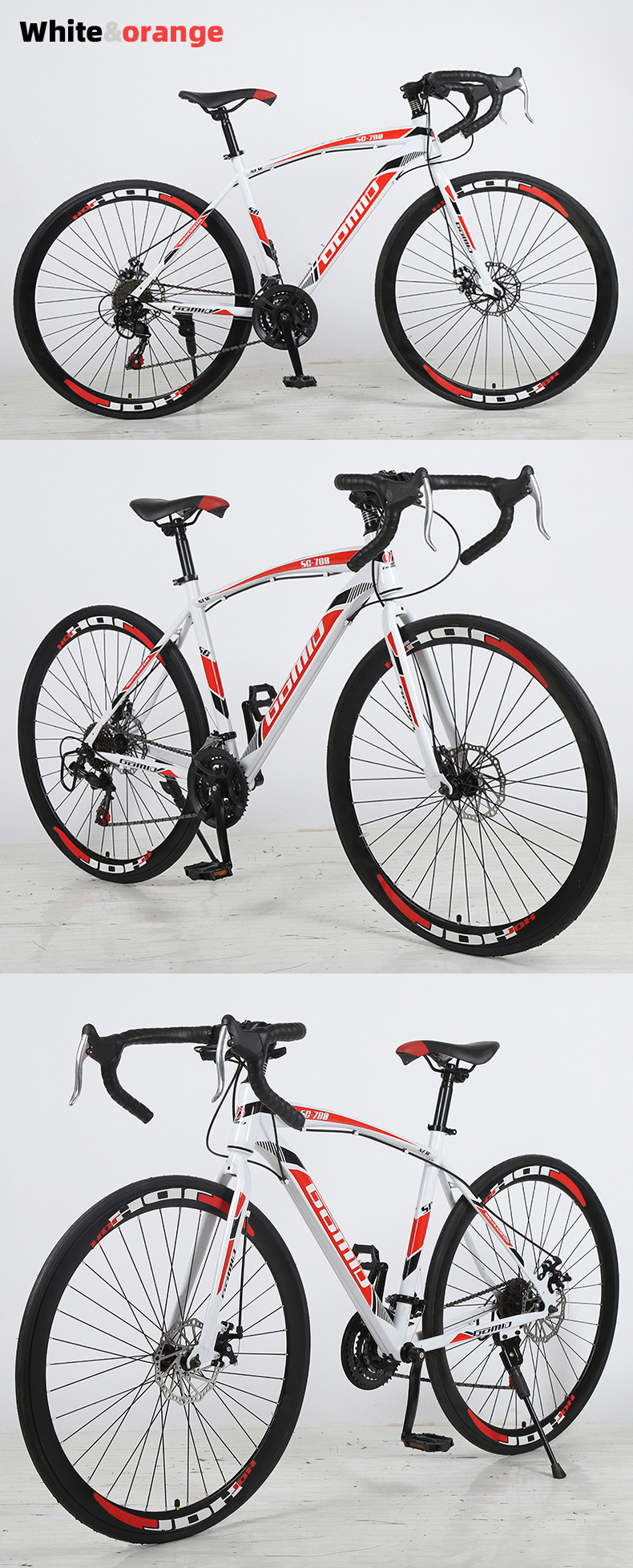 Customizable 26'' Steel Carbon Frame Mountainbike Bicycle 700C Road Bike with F/V Tires and Carton Size 135*19*72cm