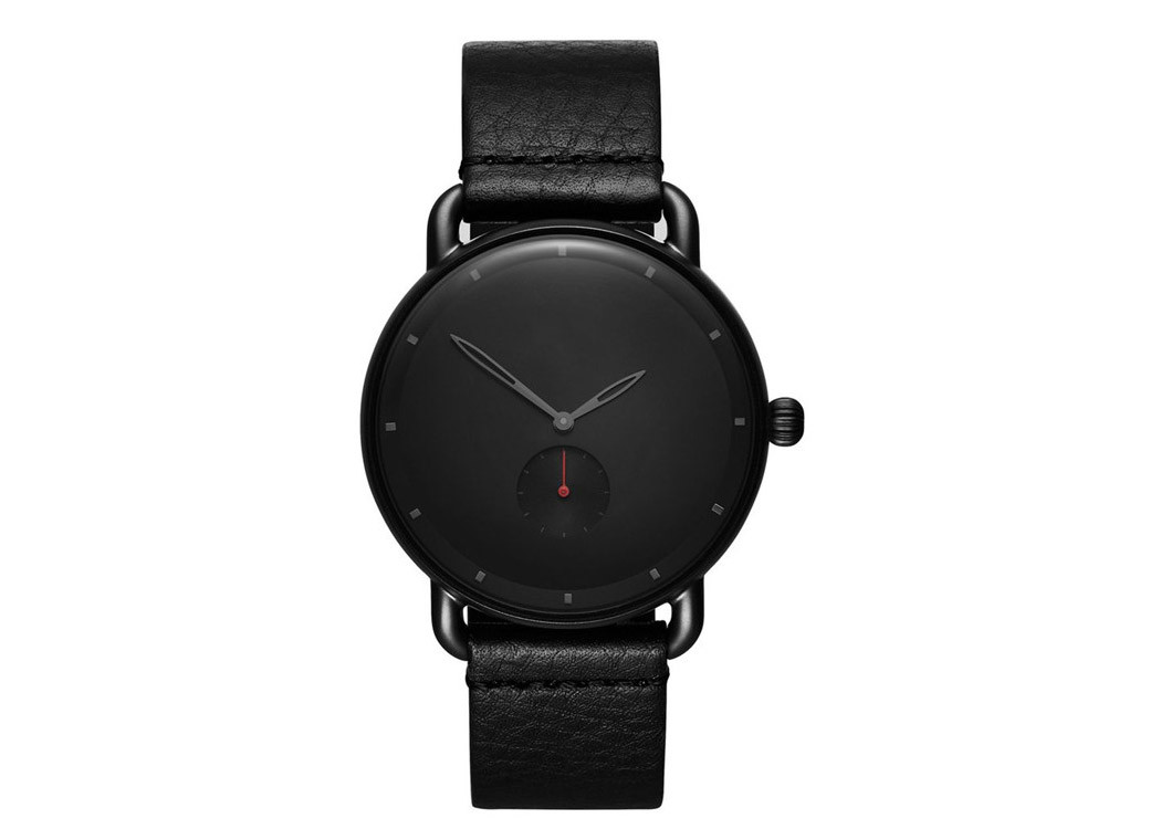 Stainless steel chronograph watch mens luxury watches black genuine leather band