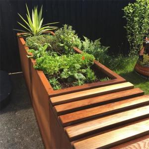 China Metal Trough Corten Steel Planter Bench For Streetscape wholesale