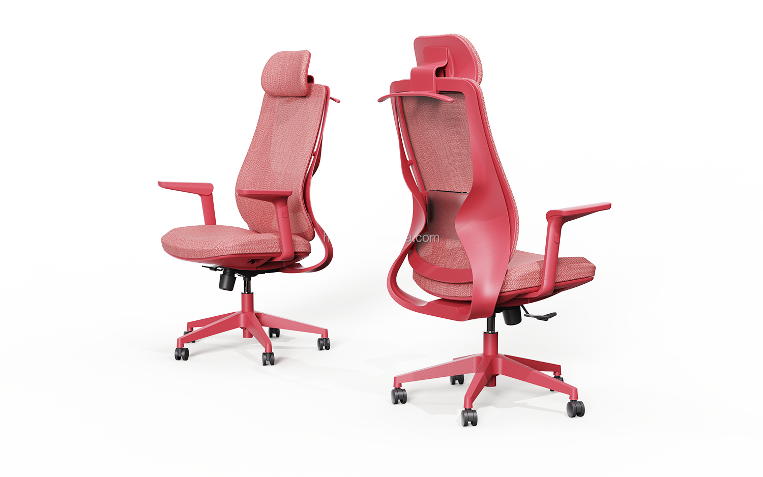 Enhance Your Workspace High Back Executive Red Mesh Office Chair with Lumbar Support