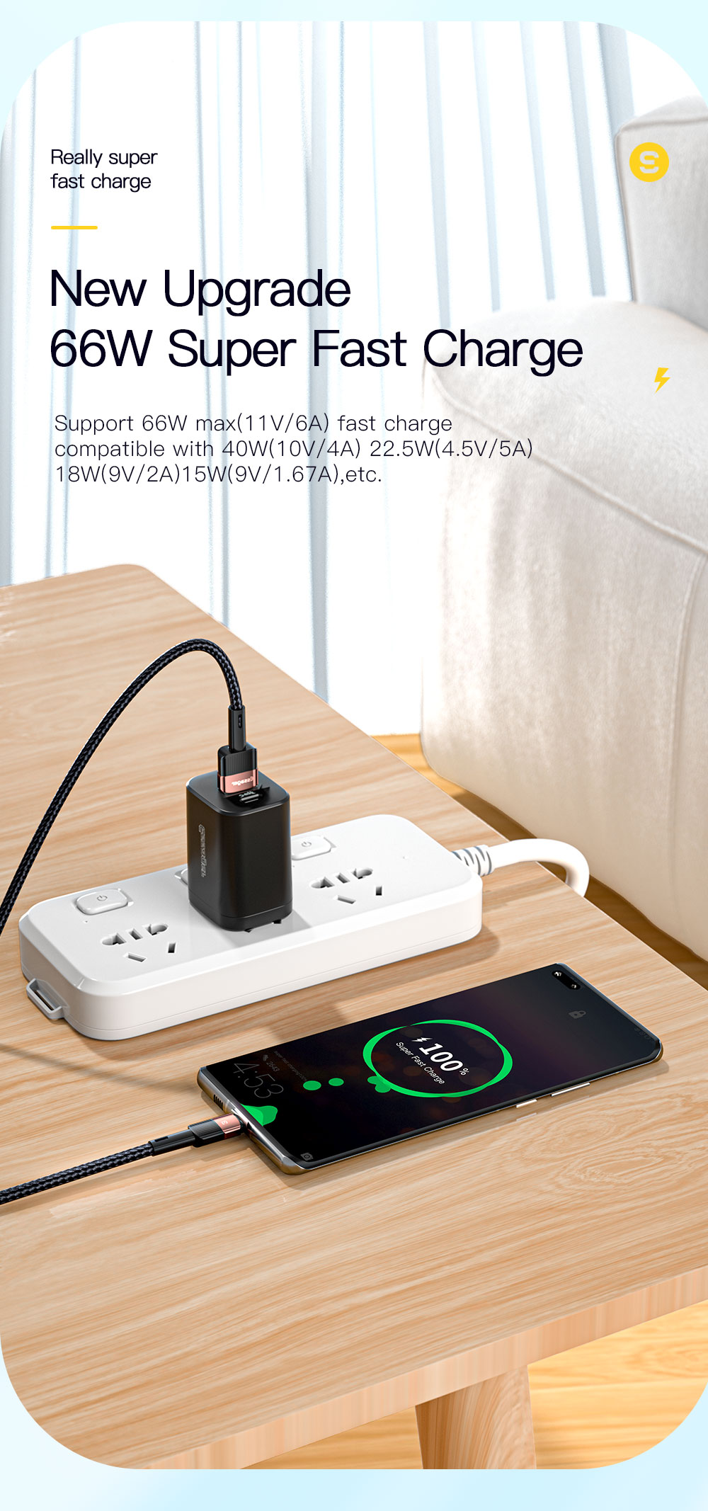 Fast Charging Type C Cable 6A 1M 2M 3M 66W Fully Compatible Cable Type C