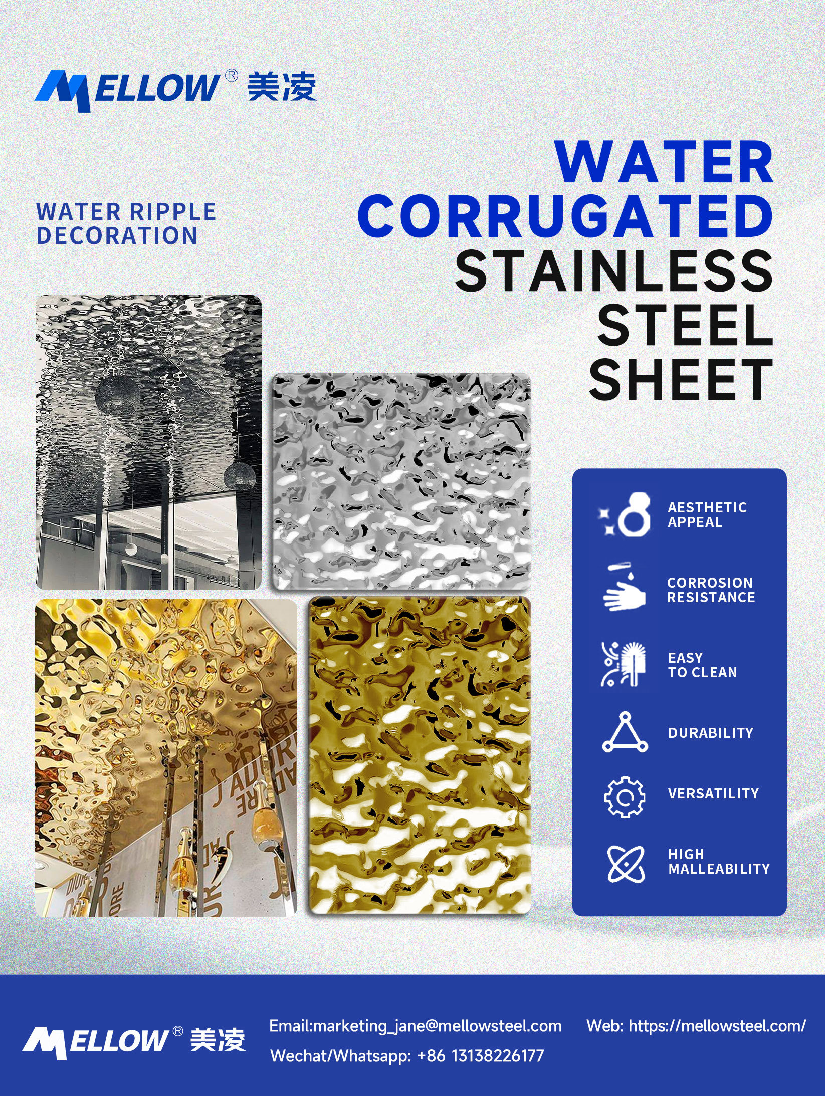 Black Titanium Metallic Stainless Steel Water Ripple Sheet For Ceiling ODM