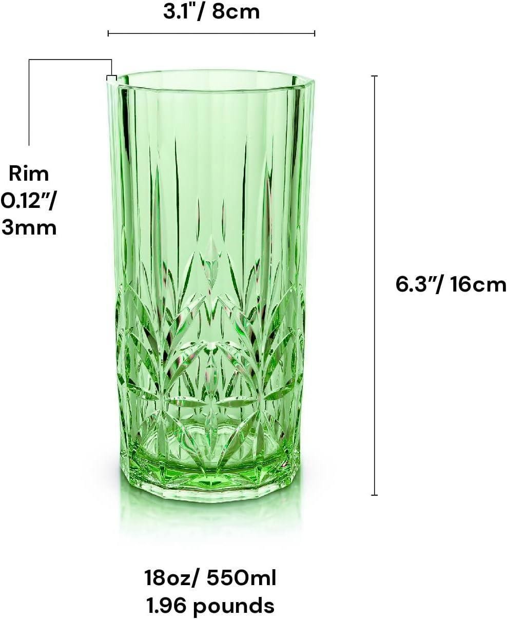 Tritan Green Customized Reusable Acrylic Glass Cup Whiskey Juice Water