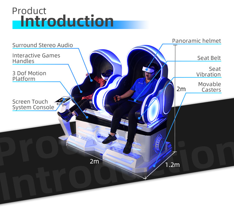 9D Kids Game VR Simulator Double Seats Virtual Reality Egg Chair For Amusement Park