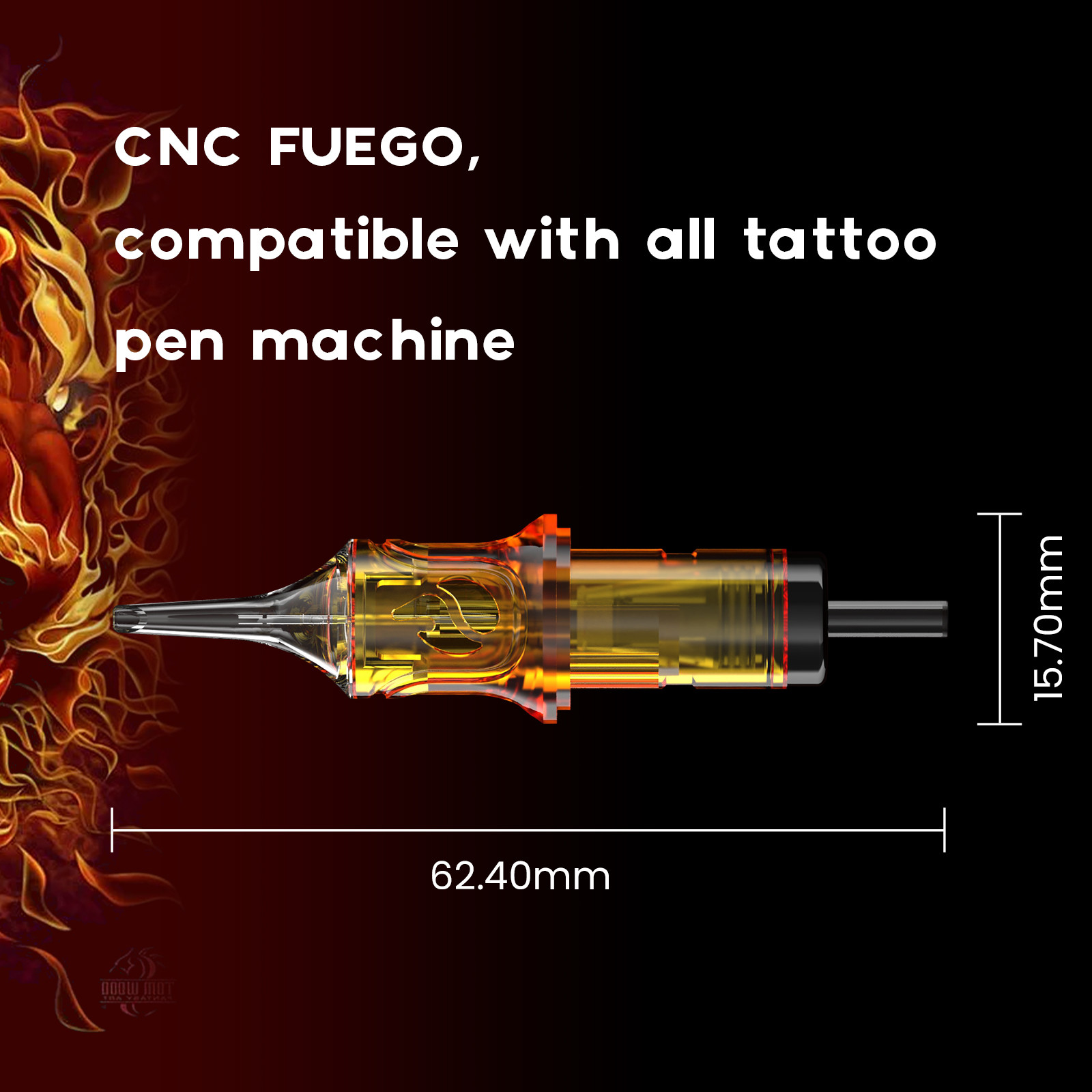 CNC Fuego Stainless Steel Round Shader Tattoo Needles Single Use Magnum Needle Tattoo 0.30mm Tattoo Cartridge Needle Stainless Steel EO Gas Sterilized