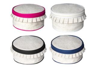 China Linen round jewelry case wholesale