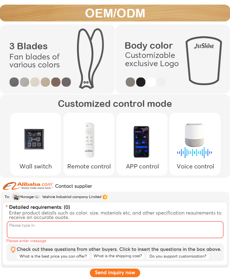 52 inches Remote LED Ceiling Fan with Dimmable 3 Color Light Motor Type DC Pure Copper