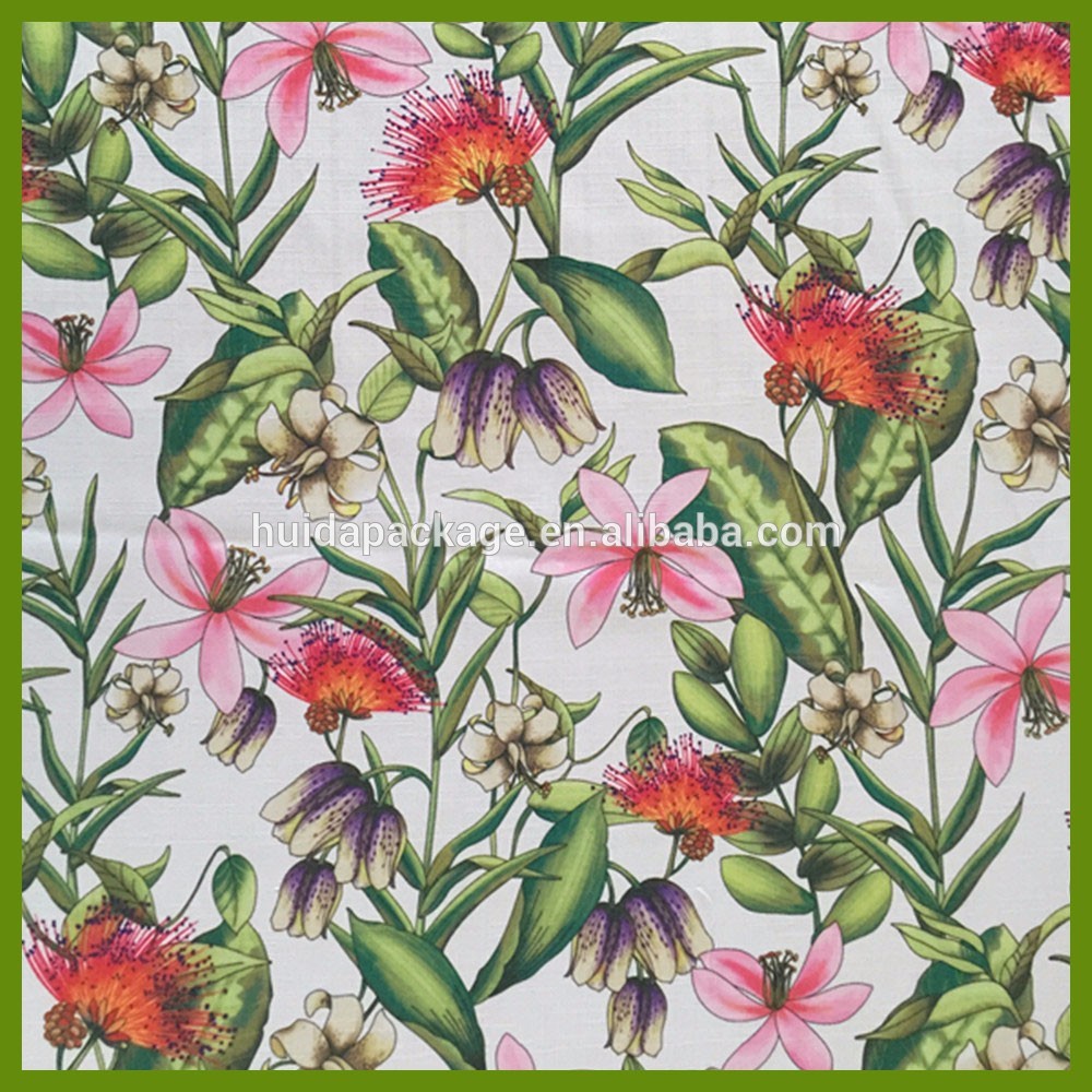 Flower blooming heat transfer printing tablecloth made of 120gsm polyester fabrics