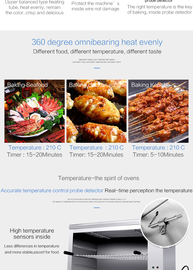 Electric Kitchen Equipment Counter Top Salamander Oven with Temperature Selector 50-300C