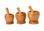 Household Bamboo Mortar And Pestle Garlic Pepper Spice Pounder 5.9 X 5.4 X 0.9