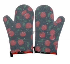 China Silicone Quilted Cotton High Temperature Microwave Oven Mitts Mittens Glove wholesale