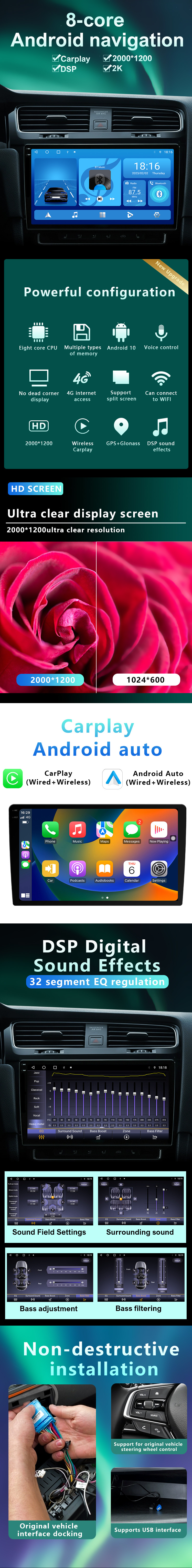 High Definition Bluetooth Audio Car DVD GPS CarPlay Android Vehicle Navigation System
