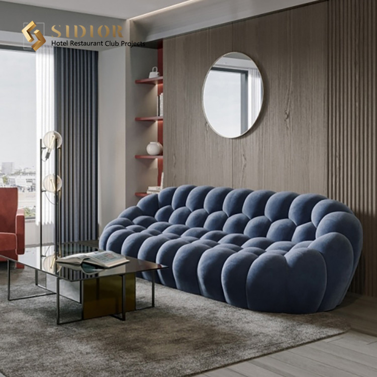 Comfortable Fabric Upholstered Sofa Italian 2.4m Length Luxury Hotel Furniture