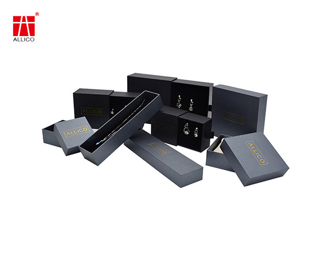 80-400gsm Black Cardboard Jewelry Gift Box Cotton EVA Filled