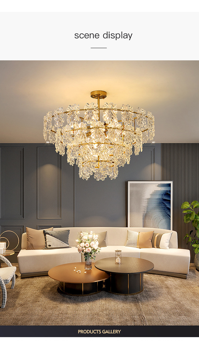 Transparent Glass Led Chandelier For Living Room Foyer Hall Luxury Ceiling Lamp Decor Kitchen leaf chandelier(WH-CY-250)