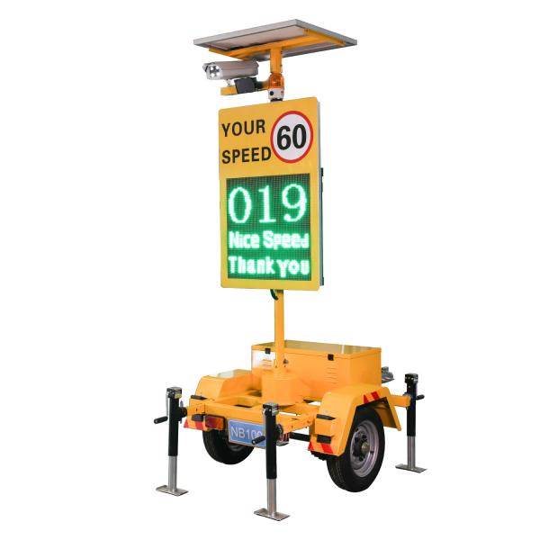 Portable Traffic Radar Speed Tailer With 100watt Solar Panel