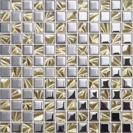 Mixed Goldleaf Mosaic Glass Wall Tile 300x300mm Shining Surface