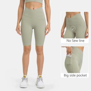 China Plus Size Casual Sports Yoga Pants Waist Cross Pockets Shorts Women Gym wholesale