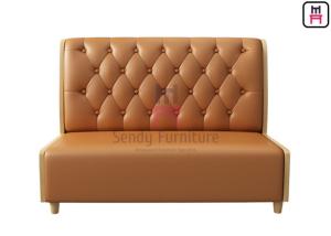 China Plywood Veneer 1cbm Restaurant Bench Seating With 4 Rows Button wholesale