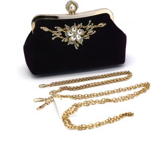 China Flora Diamond Black Evening Clutches For Weddings 23cm×9cm×16cm wholesale
