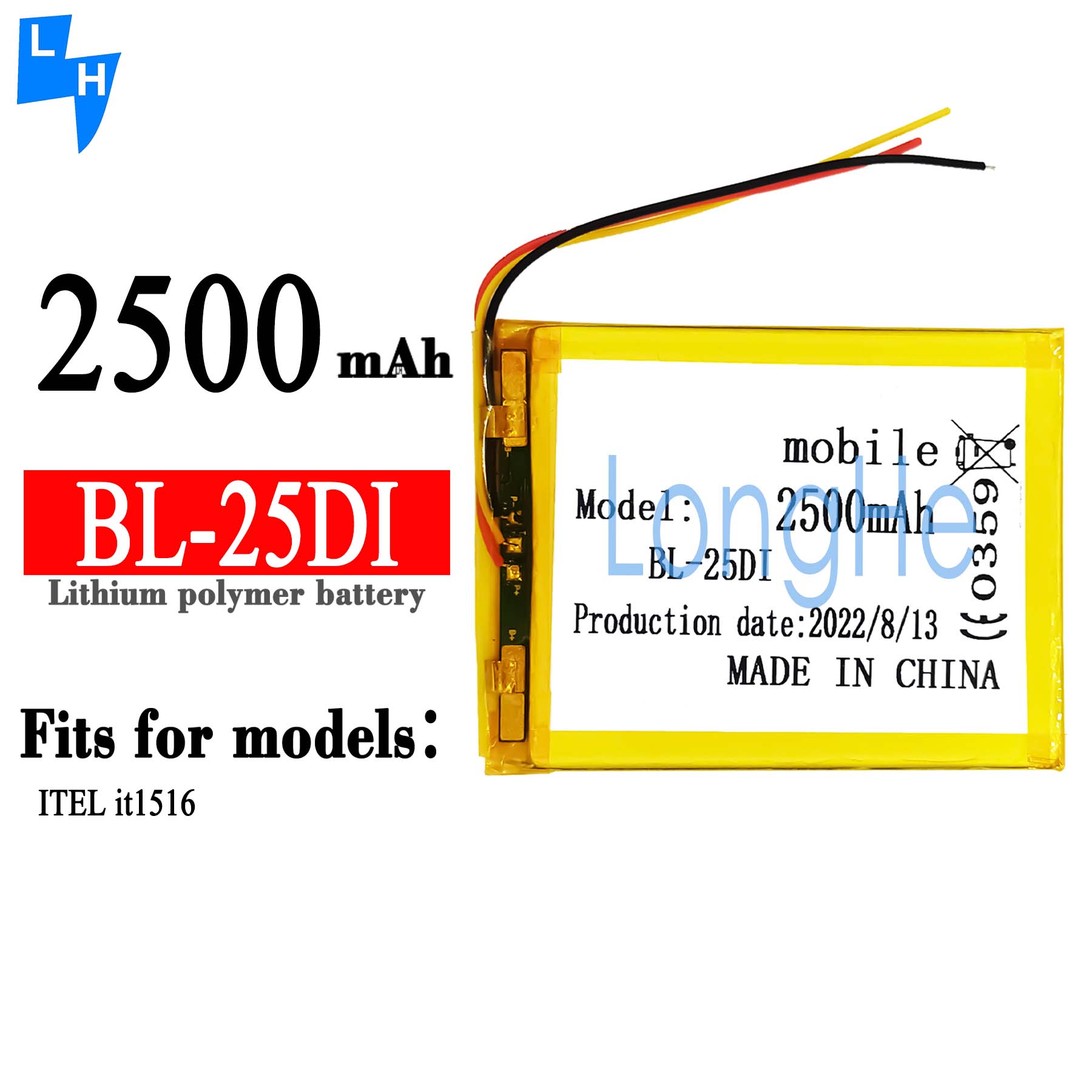 Original BL-25DI High Capacity Mobile Phone Li-ion Battery for ITEL it1516 Tablet Pad