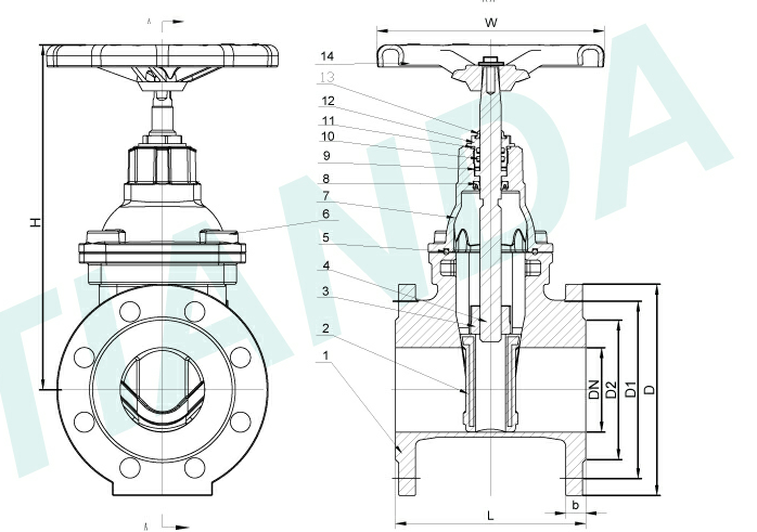 ASME / JIS Non Raised Rod Spring Seat Gate Valve PN16 Carbon Steel Body